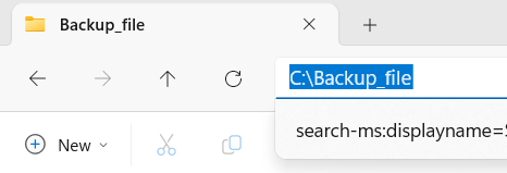 Gambar contoh lokasi file backup